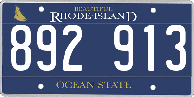 RI license plate 892913