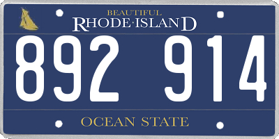 RI license plate 892914