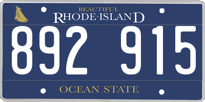 RI license plate 892915