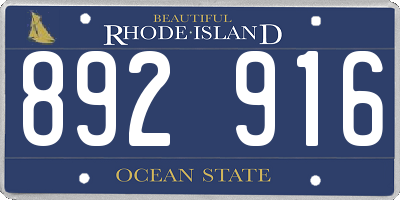RI license plate 892916