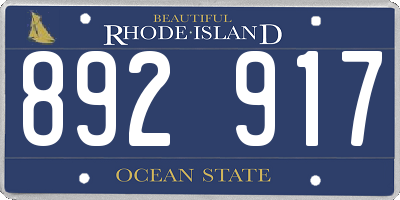 RI license plate 892917