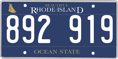 RI license plate 892919