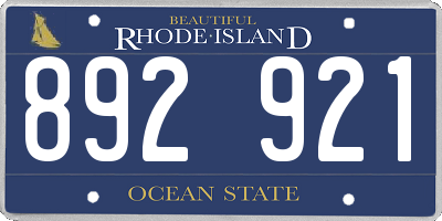 RI license plate 892921