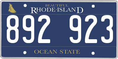 RI license plate 892923