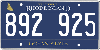 RI license plate 892925