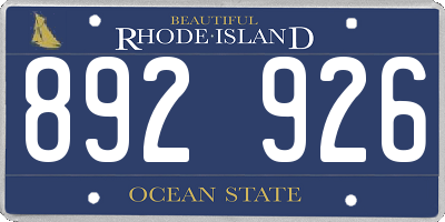 RI license plate 892926