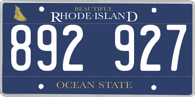 RI license plate 892927