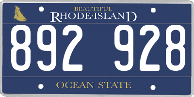 RI license plate 892928