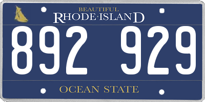 RI license plate 892929