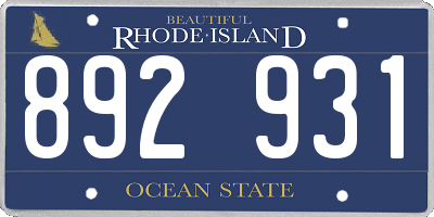 RI license plate 892931