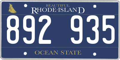 RI license plate 892935