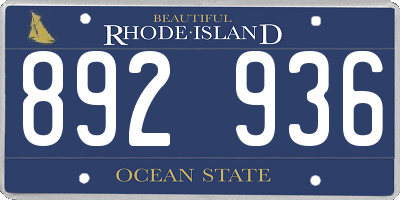 RI license plate 892936