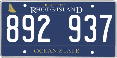 RI license plate 892937