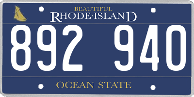 RI license plate 892940