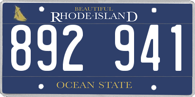 RI license plate 892941