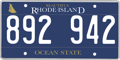 RI license plate 892942