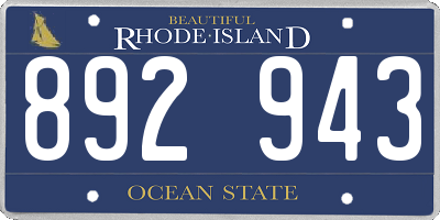 RI license plate 892943