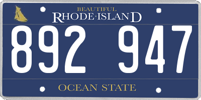 RI license plate 892947