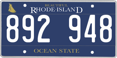 RI license plate 892948
