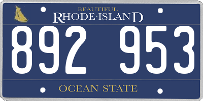 RI license plate 892953