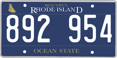 RI license plate 892954