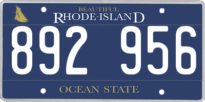 RI license plate 892956