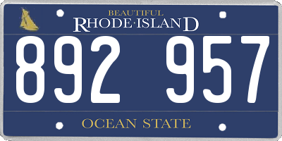 RI license plate 892957