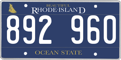 RI license plate 892960