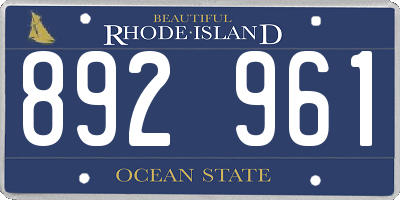 RI license plate 892961