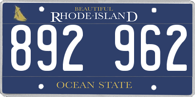 RI license plate 892962