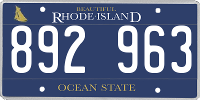 RI license plate 892963