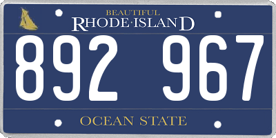 RI license plate 892967