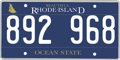 RI license plate 892968