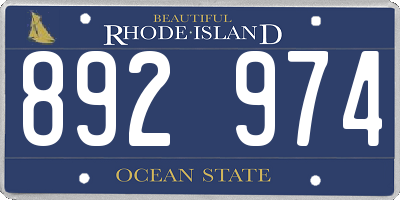 RI license plate 892974