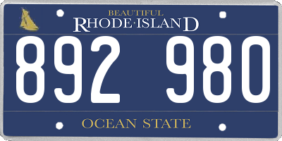 RI license plate 892980