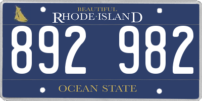 RI license plate 892982