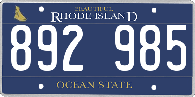 RI license plate 892985