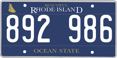 RI license plate 892986