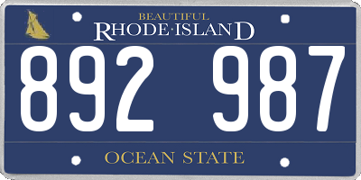RI license plate 892987