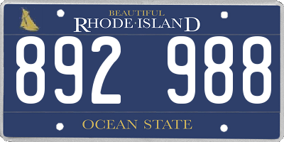 RI license plate 892988