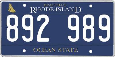 RI license plate 892989