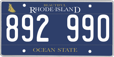 RI license plate 892990