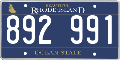 RI license plate 892991
