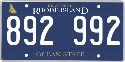 RI license plate 892992