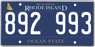 RI license plate 892993