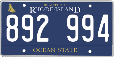 RI license plate 892994