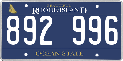 RI license plate 892996