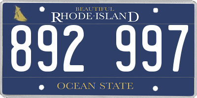 RI license plate 892997