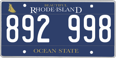 RI license plate 892998