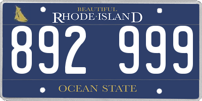 RI license plate 892999